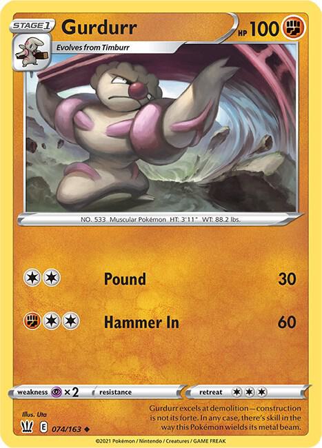 Gurdurr 074/163 Reverse Holofoil — Battle Styles Pokémon card