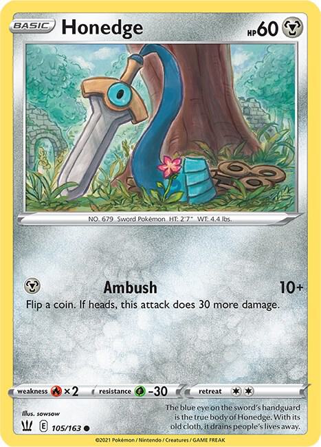 Honedge 105/163 — Battle Styles Pokémon card