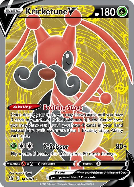Kricketune V 142/163 Holofoil — Battle Styles Pokémon card