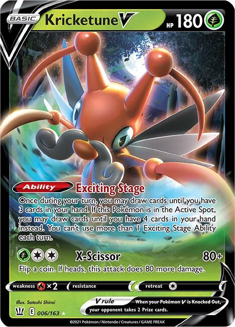 Kricketune V 006/163 Holofoil — Battle Styles Pokémon card