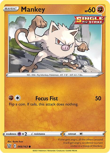 Pokemon - Battle Styles - Mankey - 066/163 - Reverse Holofoil