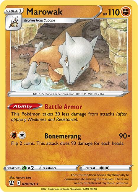 Marowak 070/163 Reverse Holofoil — Battle Styles Pokémon card