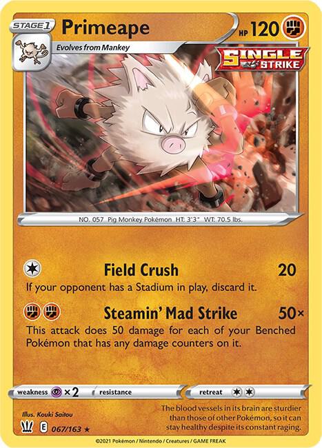 Primeape 067/163 — Battle Styles Pokémon card