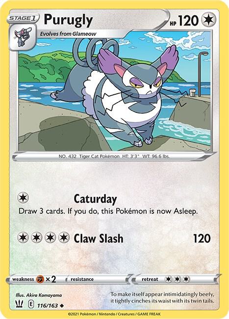 Purugly 116/163 Reverse Holofoil — Battle Styles Pokémon card