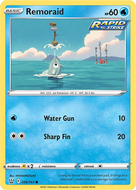 Remoraid 036/163 Reverse Holofoil — Battle Styles Pokémon card