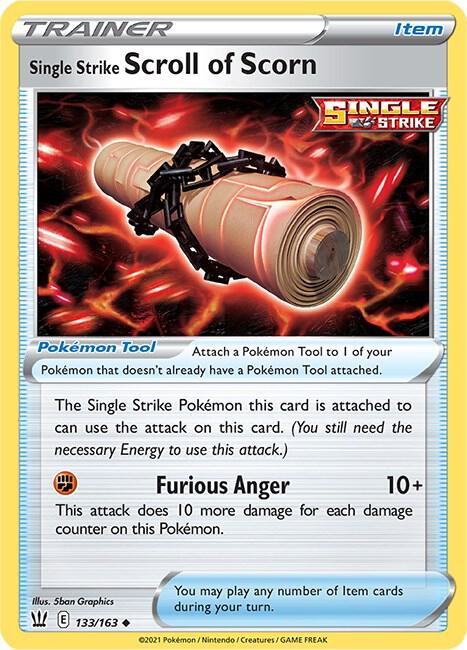 Single Strike Scroll of Scorn 133/163 Reverse Holofoil — Battle Styles Pokémon card
