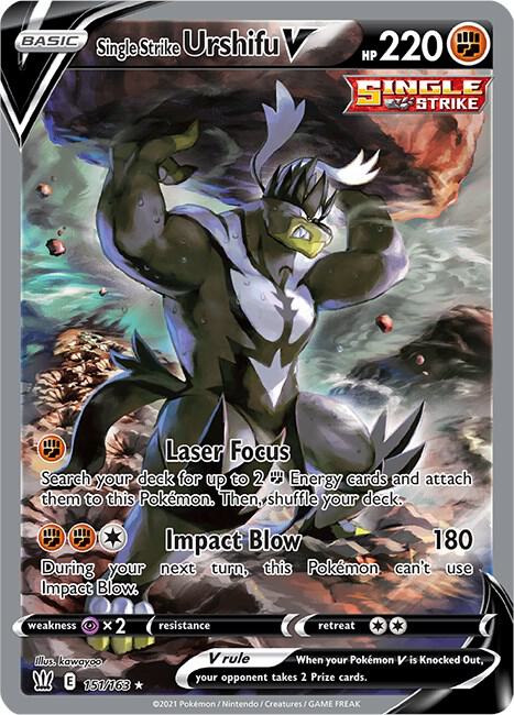 Single Strike Urshifu V 151/163 Holofoil — Battle Styles Pokémon card