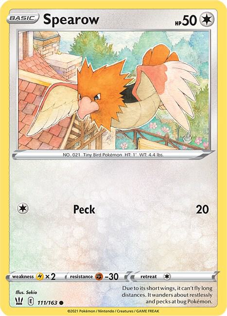 Pokemon - Battle Styles - Spearow - 111/163 - Reverse Holofoil