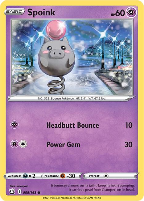 Spoink 055/163 — Battle Styles Pokémon card