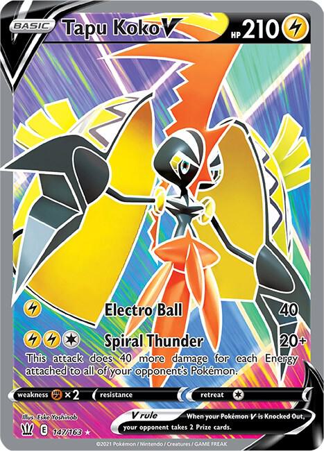Tapu Koko V 147/163 Holofoil — Battle Styles Pokémon card