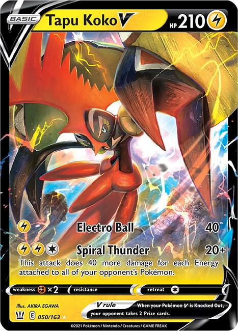 Tapu Koko V 050/163 Holofoil — Battle Styles Pokémon card