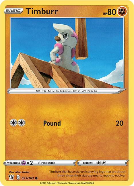 Timburr 073/163 Reverse Holofoil — Battle Styles Pokémon card
