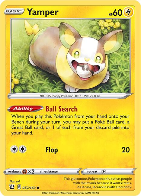 Yamper 052/163 — Battle Styles Pokémon card