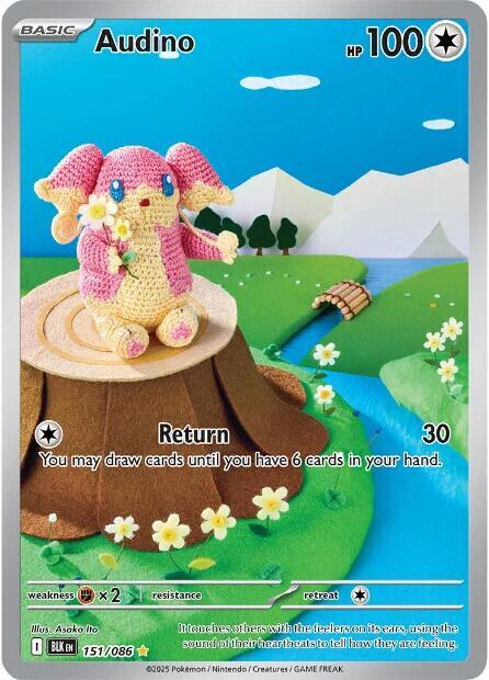 Audino 151/086 Holofoil — Black Bolt Pokémon card
