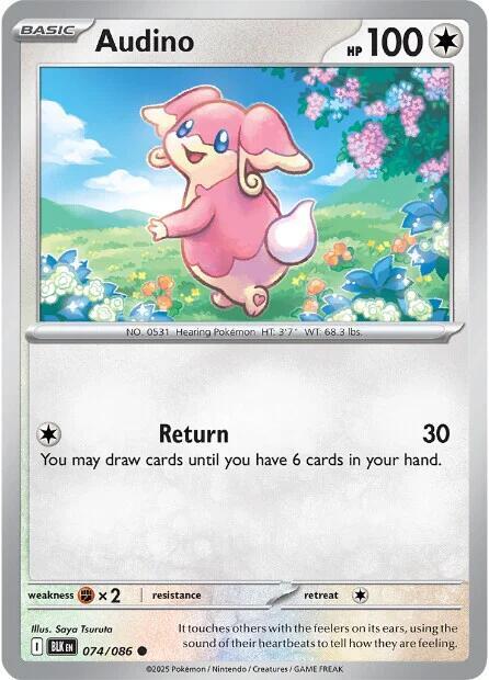 Audino 074/086 Reverse Holofoil — Black Bolt Pokémon card