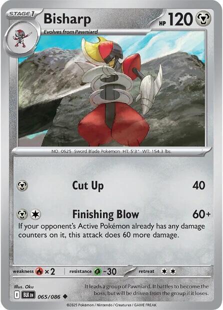 Bisharp 065/086 Reverse Holofoil — Black Bolt Pokémon card