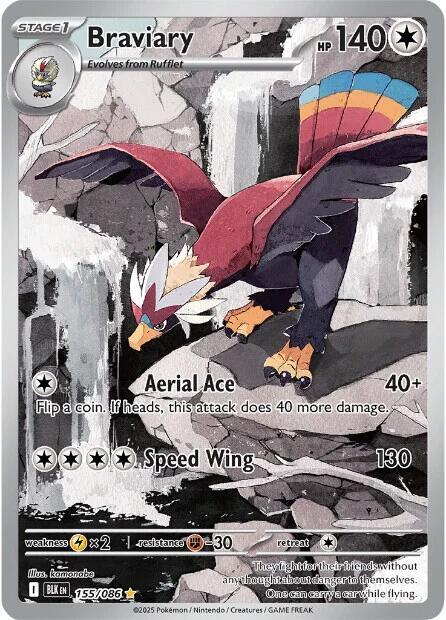 Braviary 155/086 Holofoil — Black Bolt Pokémon card