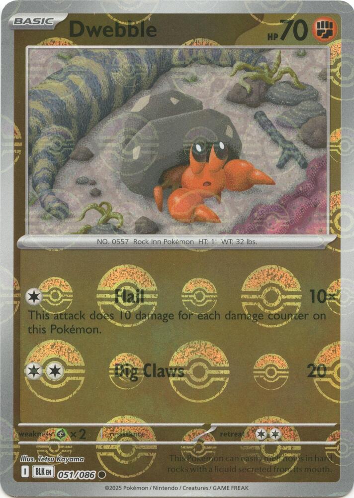 Dwebble 051/086 Poke Ball — Black Bolt Pokémon card