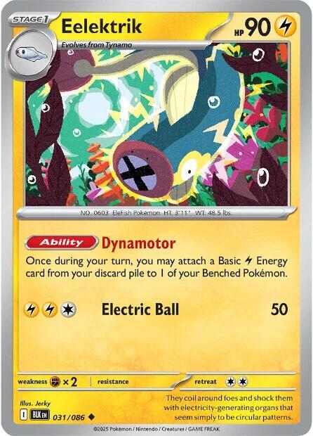 Eelektrik 031/086 Reverse Holofoil — Black Bolt Pokémon card