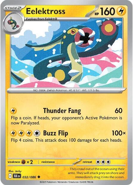 Eelektross 032/086 Reverse Holofoil — Black Bolt Pokémon card