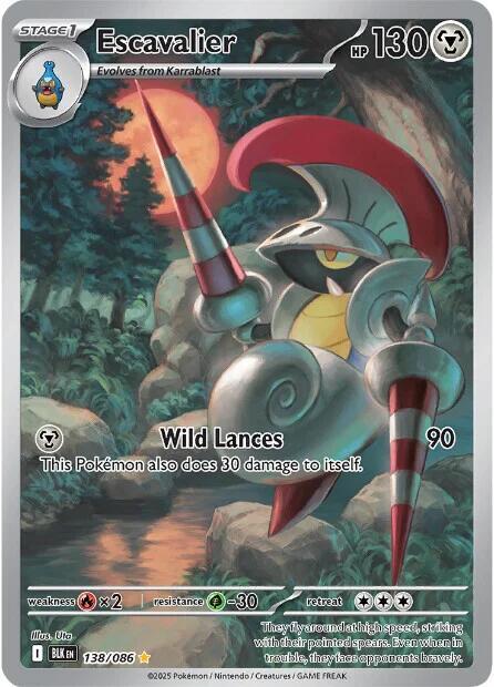 Escavalier 138/086 Holofoil — Black Bolt Pokémon card