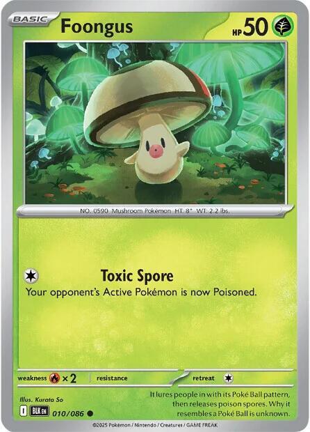 Foongus 010/086 Reverse Holofoil — Black Bolt Pokémon card