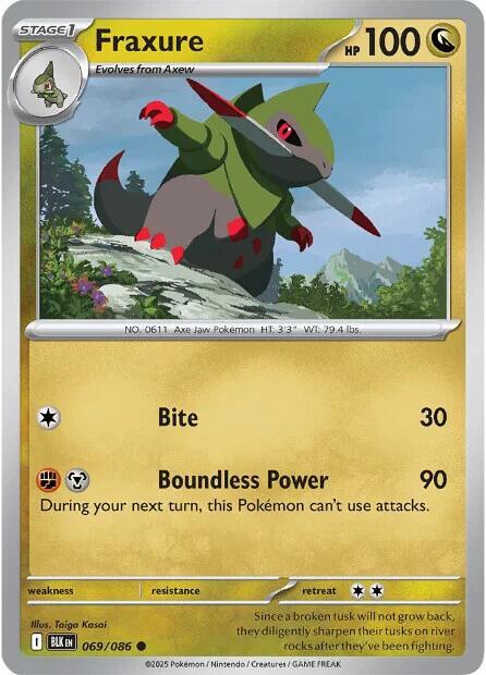 Fraxure 069/086 Reverse Holofoil — Black Bolt Pokémon card