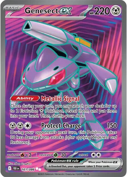 Genesect ex 161/086 Holofoil — Black Bolt Pokémon card