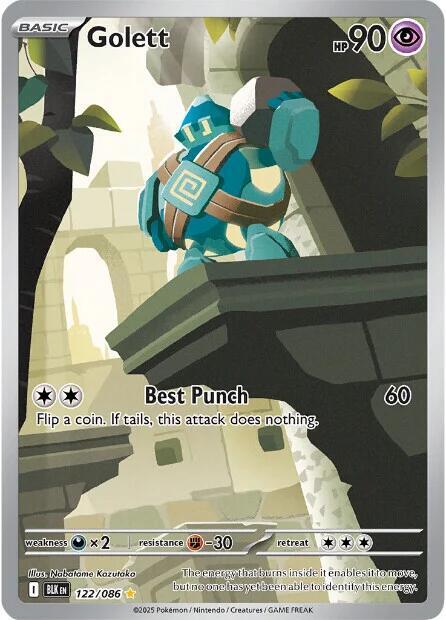 Golett 122/086 Holofoil — Black Bolt Pokémon card