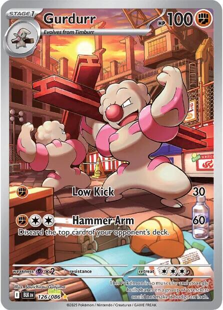 Gurdurr 126/086 Holofoil — Black Bolt Pokémon card
