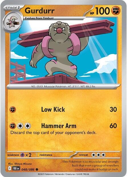 Gurdurr 048/086 Reverse Holofoil — Black Bolt Pokémon card