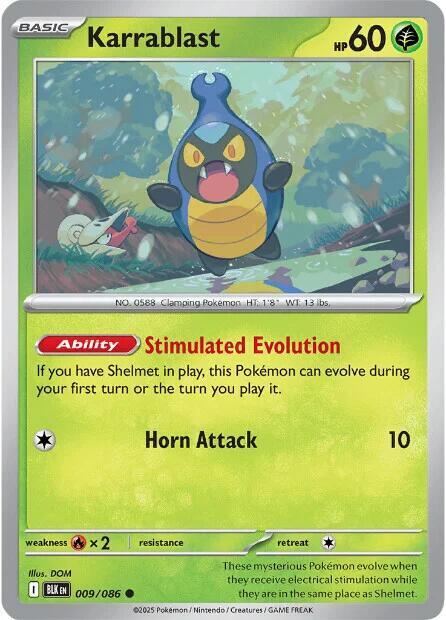 Karrablast 009/086 Reverse Holofoil — Black Bolt Pokémon card