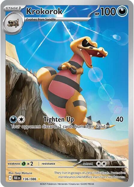 Krokorok 136/086 Holofoil — Black Bolt Pokémon card