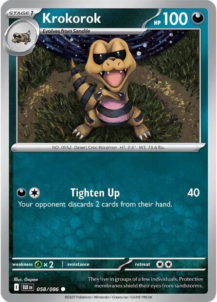 Krokorok 058/086 Reverse Holofoil — Black Bolt Pokémon card