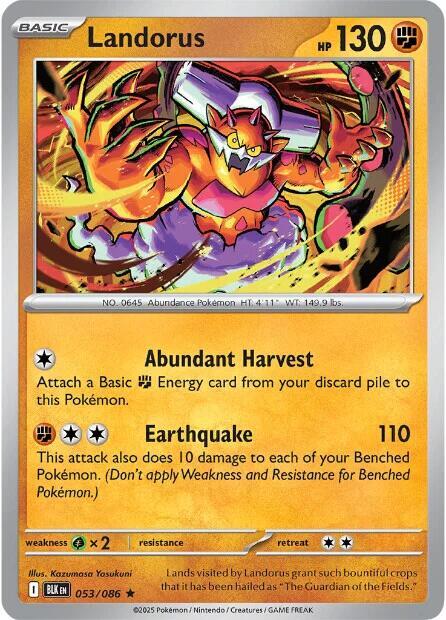 Landorus 053/086 Reverse Holofoil — Black Bolt Pokémon card