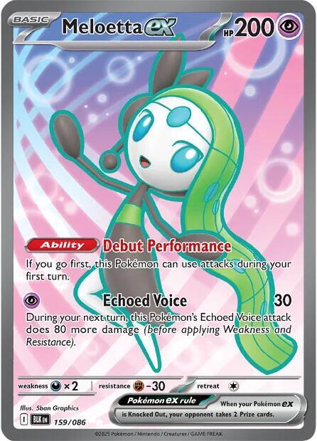 Meloetta ex 159/086 Holofoil — Black Bolt Pokémon card