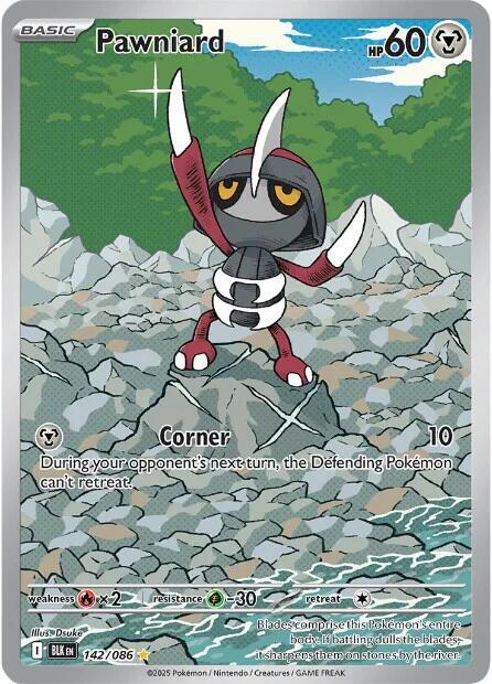 Pawniard 142/086 Holofoil — Black Bolt Pokémon card