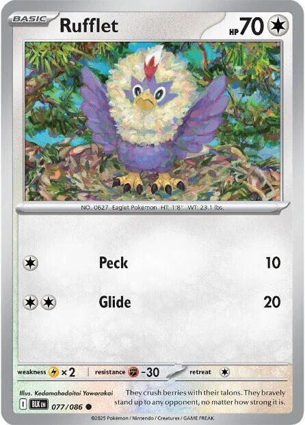 Rufflet 077/086 Reverse Holofoil — Black Bolt Pokémon card
