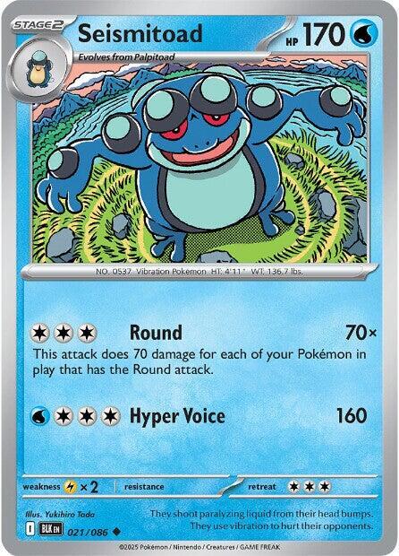 Seismitoad 021/086 Reverse Holofoil — Black Bolt Pokémon card