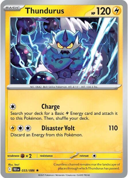 Thundurus 033/086 Reverse Holofoil — Black Bolt Pokémon card
