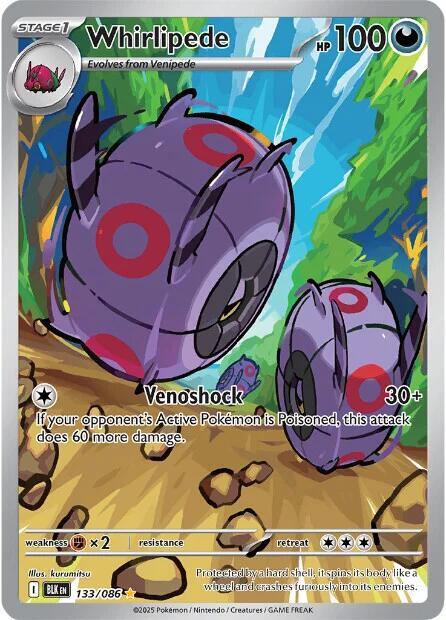 Whirlipede 133/086 Holofoil — Black Bolt Pokémon card