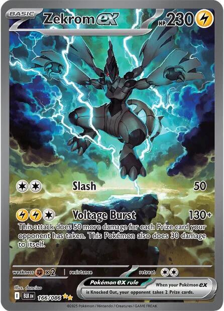Zekrom ex 166/086 Holofoil — Black Bolt Pokémon card