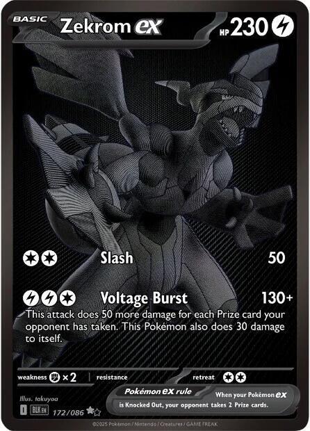 Zekrom ex 172/086 Holofoil — Black Bolt Pokémon card