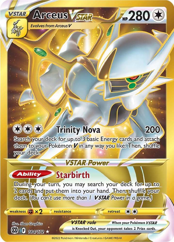 Arceus VSTAR 184/172 Holofoil — Brilliant Stars Pokémon card