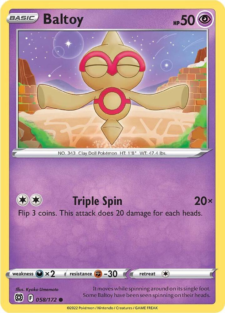 Baltoy 058/172 Reverse Holofoil — Brilliant Stars Pokémon card
