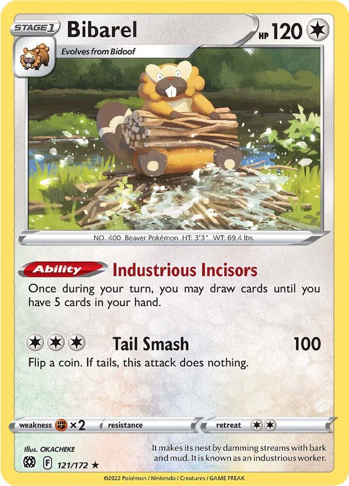 Bibarel 121/172 Holofoil — Brilliant Stars Pokémon card