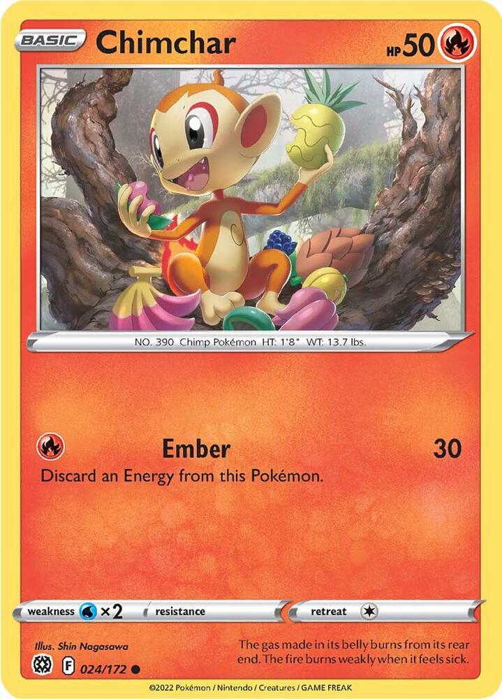 Chimchar 024/172 Reverse Holofoil — Brilliant Stars Pokémon card
