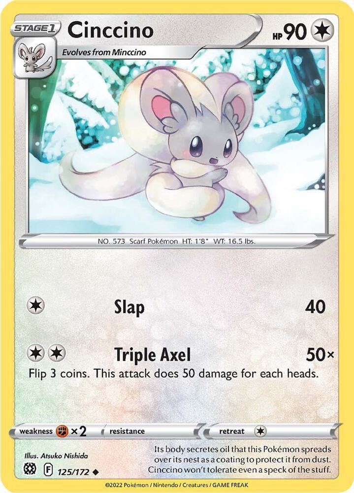 Cinccino 125/172 Reverse Holofoil — Brilliant Stars Pokémon card