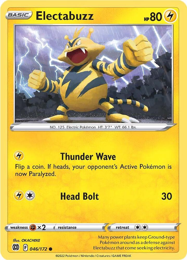 Electabuzz 046/172 Reverse Holofoil — Brilliant Stars Pokémon card