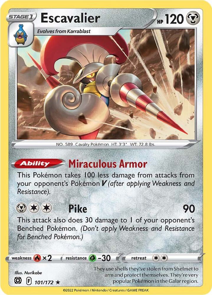 Escavalier 101/172 Reverse Holofoil — Brilliant Stars Pokémon card
